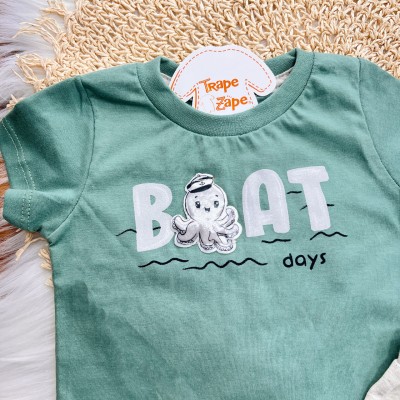 Conj. Boat Days e Bermuda em Moletinho - Verde e Mescla